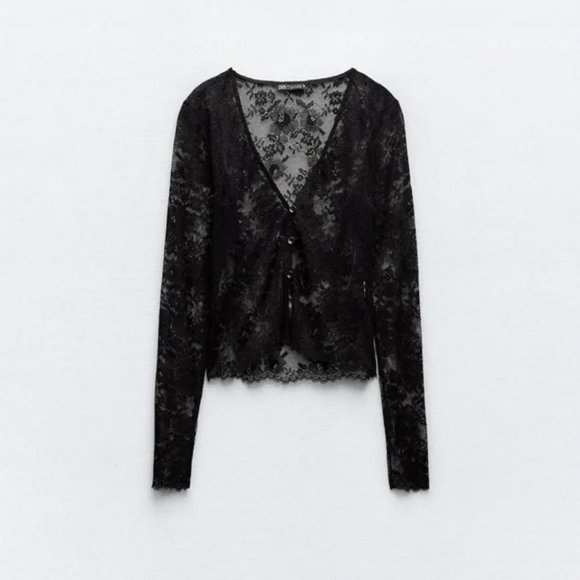 ZARA 2 PIECE SET LACE TOP AND LEGGINGS - Picture 2 of 8